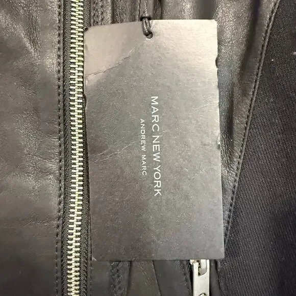 Andrew Marc Felix Leather Moto Jacket Women’s XL Black Asymmetrical Zip - Picture 7 of 11